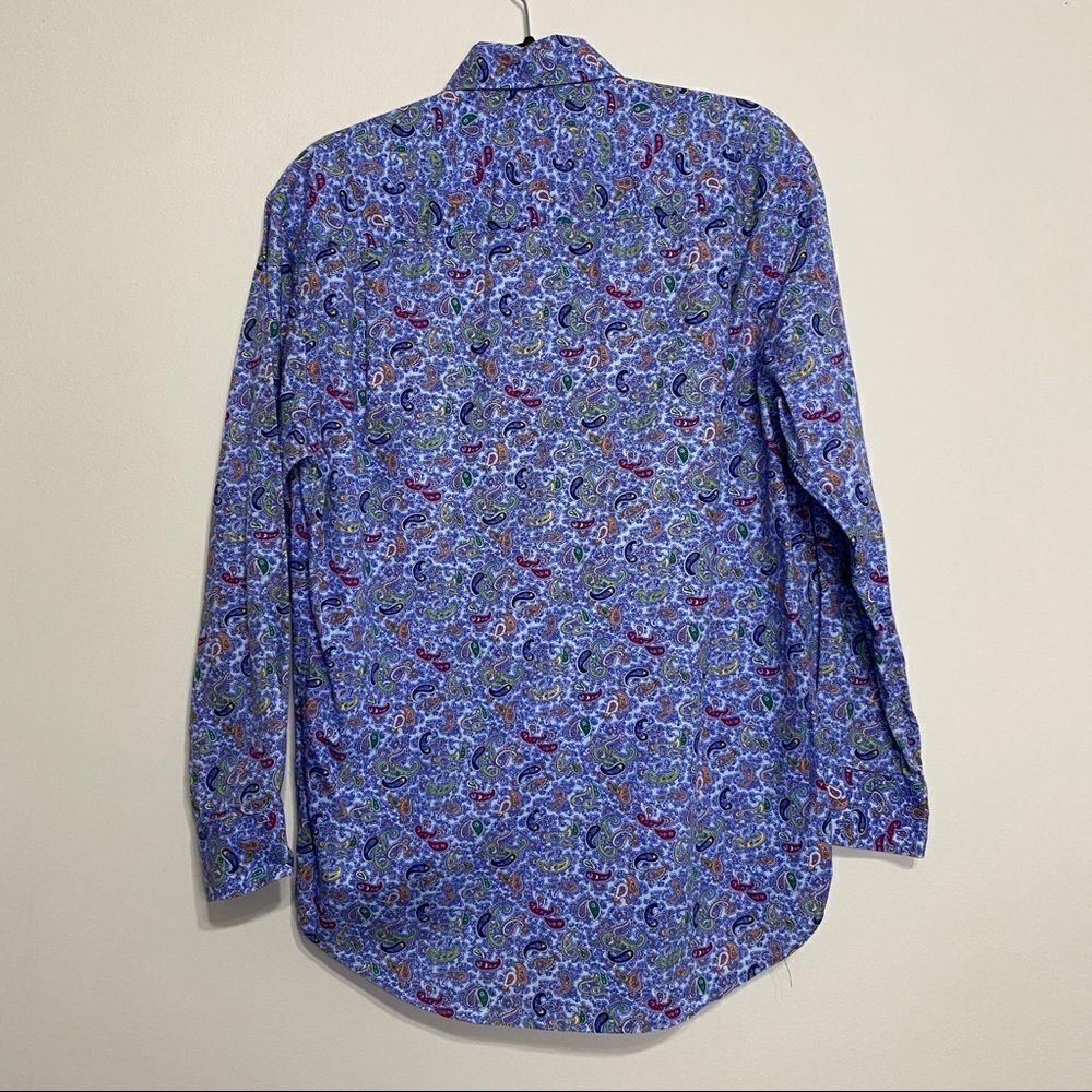 Alan Flusser Blue Paisley Button Up‎ - Picture 8 of 9